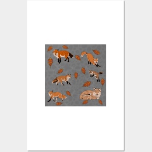 Red Foxes in Grey Posters and Art